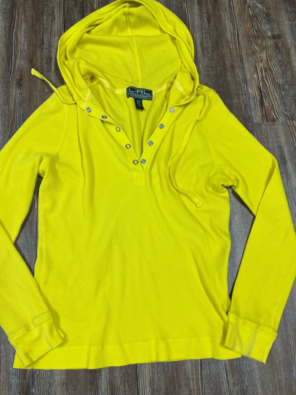 Y2K Ralph Lauren preppy yellow waffle knit hoodie